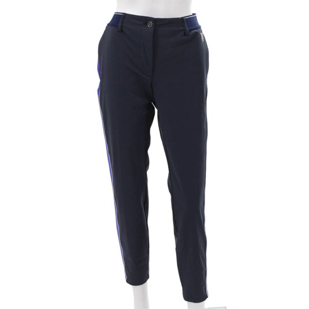 Chervo Women Ankle Pants Blue Polyester Button Closure Size 46